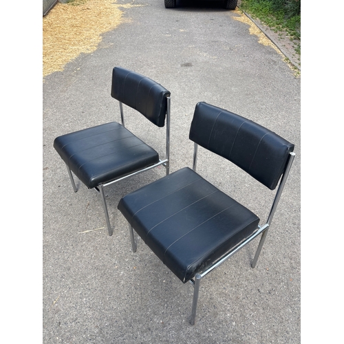 108 - Black faux leather and chrome frame chairs.not postable