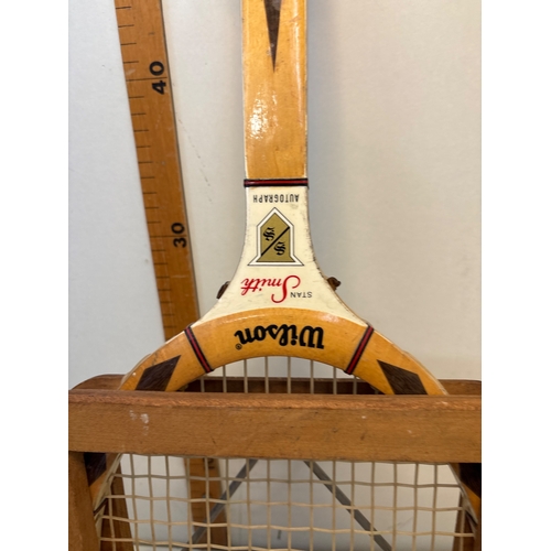 37 - Wilson Stan Smith Autograph tennis racket with string guard.