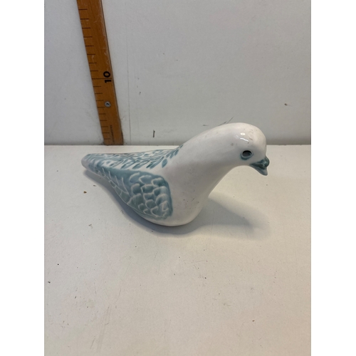 62 - White porcelain dove with blue detailing, no visible damage.