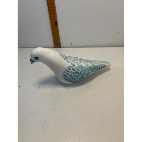 62 - White porcelain dove with blue detailing, no visible damage.