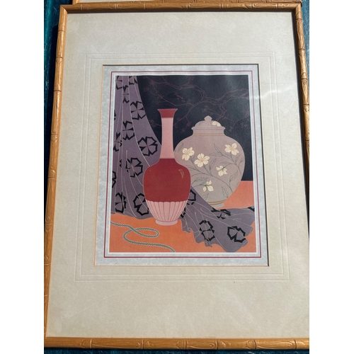 92 - Framed still life prints with bamboo-style frames.not postable