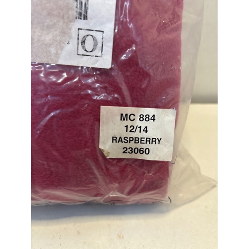 144 - Raspberry fleece jacket, size 12/14, new in packaging.