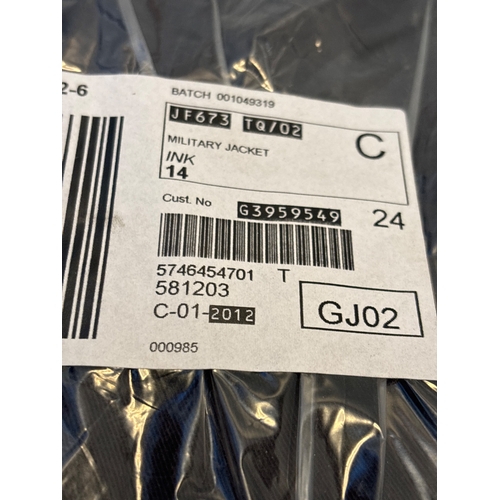 149 - Ink color size 14 military jacket in sealed packaging.