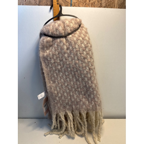 157 - Pink and white checkered scarf by Tu Woman, one size.