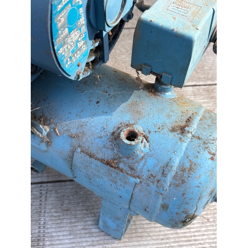 48 - Blue metal industrial compressor with motor not postable a/f