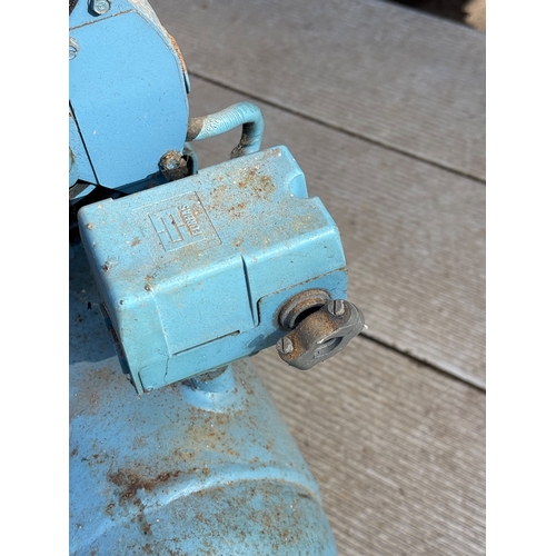 48 - Blue metal industrial compressor with motor not postable a/f