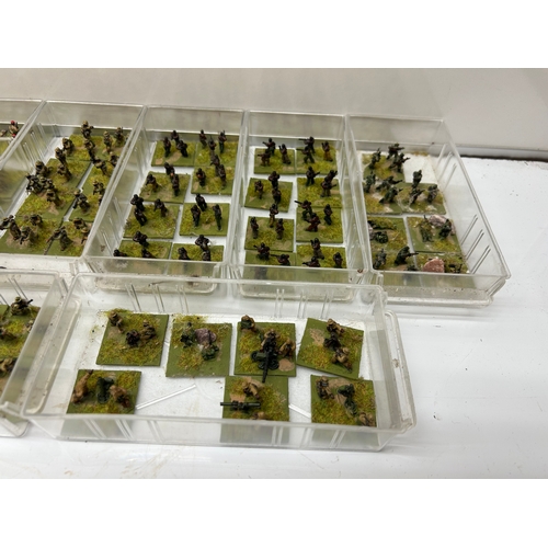 243 - Collection of Painted 6mm WWII Wargaming Infantry Figures on Scenic Bases – Approx. 8 Trays
