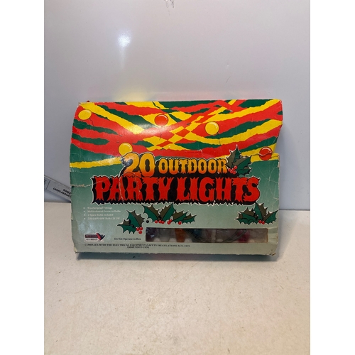 130 - 20 outdoor party lights in original vintage-style packaging.