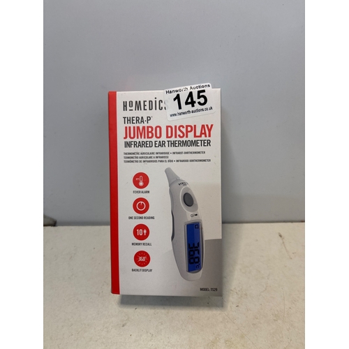 145 - Homedics ThermaP infrared ear thermometer with jumbo display, model #153.