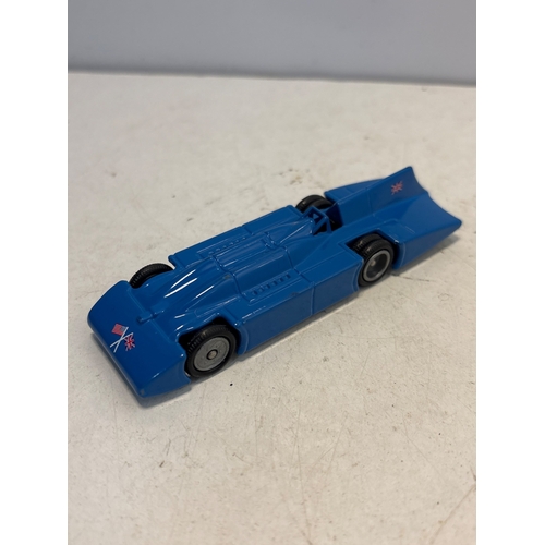 95 - Corgi die-cast Bluebird model in blue with UK flags.