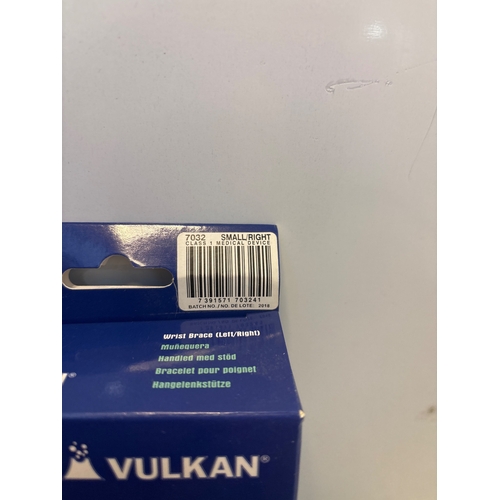 107 - Vulkan wrist brace, right hand, size small, new in box.