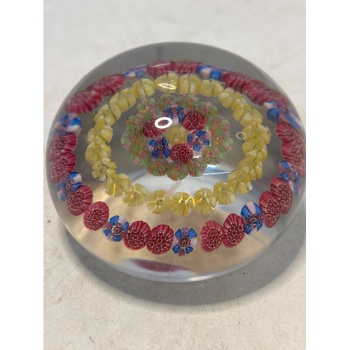17 - Baccarat glass paperweight with colorful millefiori design.