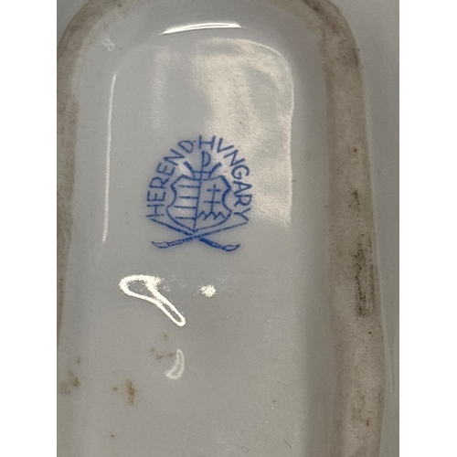 22 - Herend porcelain dish featuring floral designs, butterfly motif, and gold accents. Made in Hungary.