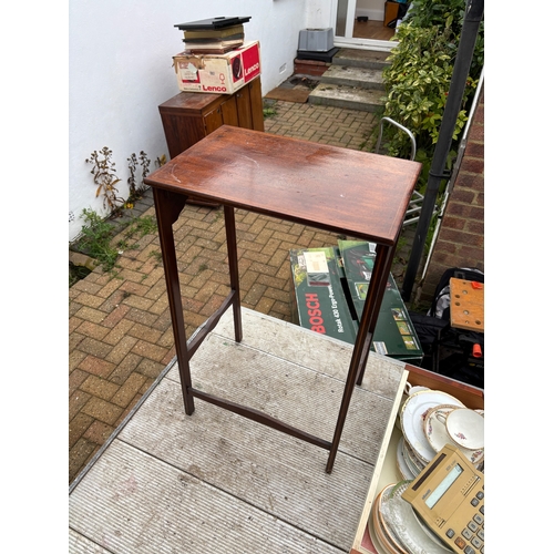 44 - Mahogany side table with simple legs and no drawer not postable.