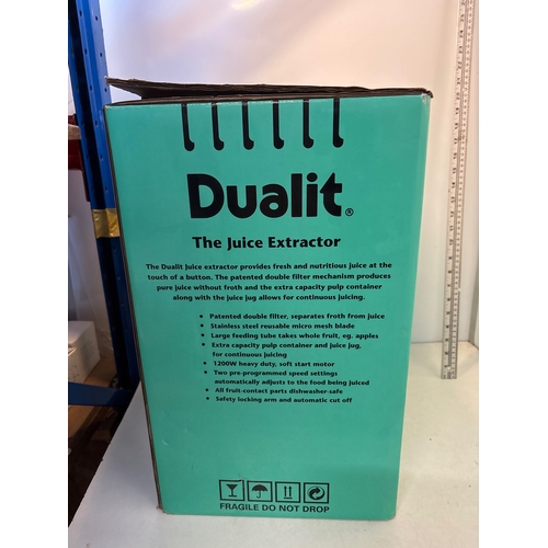 107 - Dualit juice extractor in box with features listed, unused.
