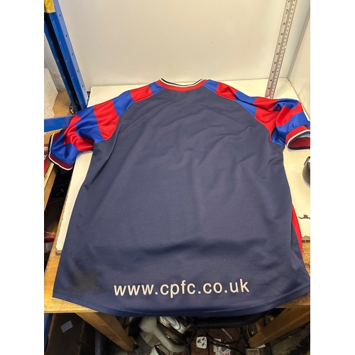 133 - Crystal Palace FC jersey by Admiral, red and blue stripes, official merchandise, badge embroidered.