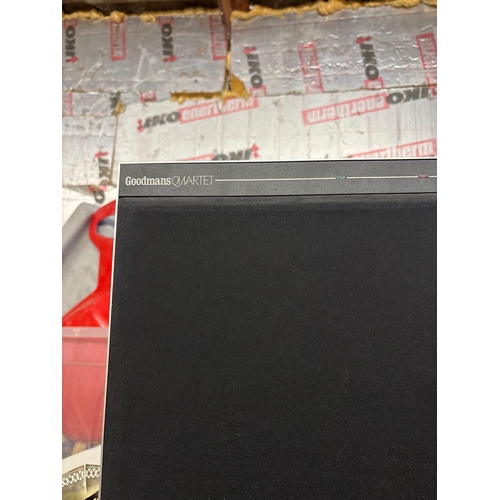 195 - Goodmans Variflex speakers with black fronts and cords not postable.