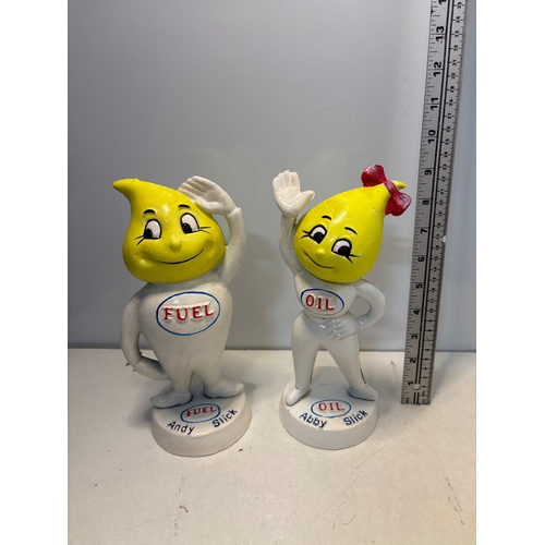 60 - Andy and Slick fuel and oil mascot figures money box made of painted material, approximately 8 inche... 