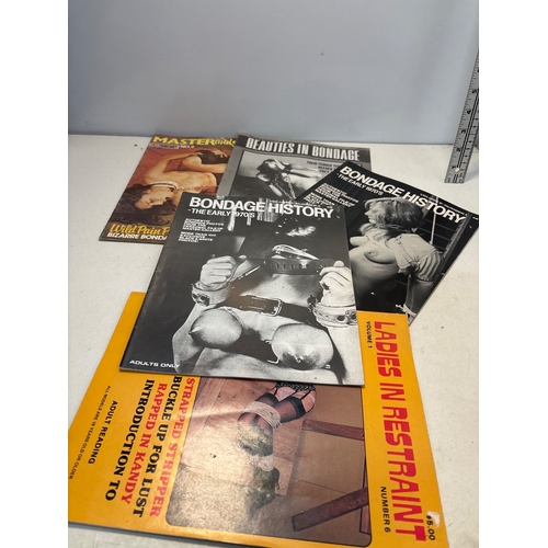 79 - 1970s Vintage adult magazines focusing on bondage themes, including titles such as 'Bondage History'... 