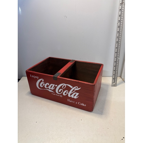 81 - Coca-Cola wooden crate with red paint and white branding.