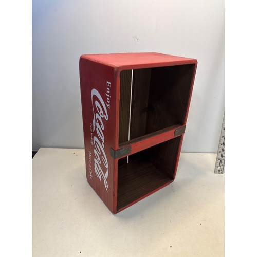 81 - Coca-Cola wooden crate with red paint and white branding.