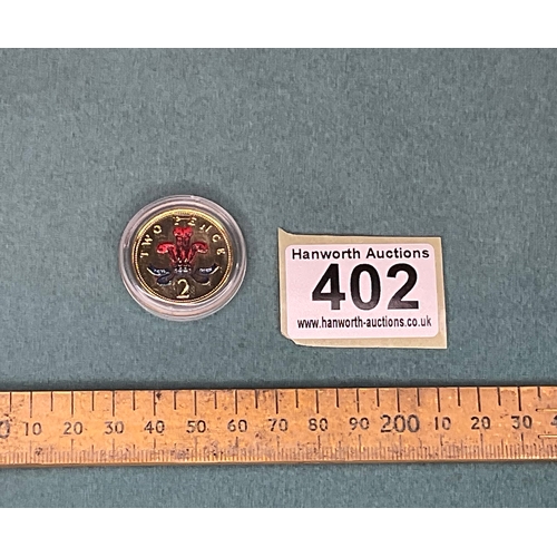 402 - 2008 Queen Elizabeth II 2 Pence Coin - Layered in Pure 24ct Gold