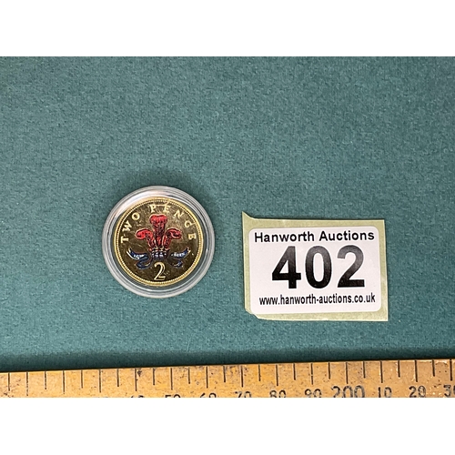 402 - 2008 Queen Elizabeth II 2 Pence Coin - Layered in Pure 24ct Gold