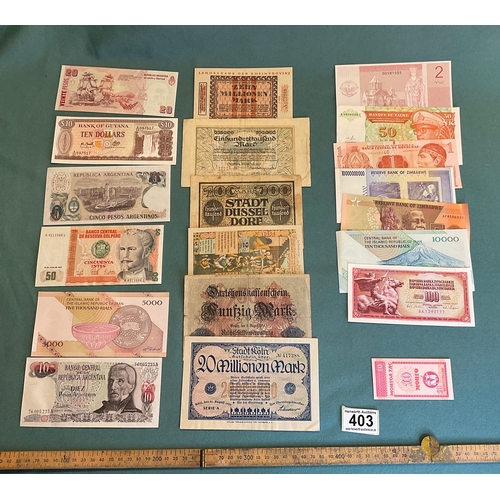 403 - 20 Banknotes (various ages and currencies)