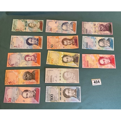 404 - 13 Venezuela Banknotes