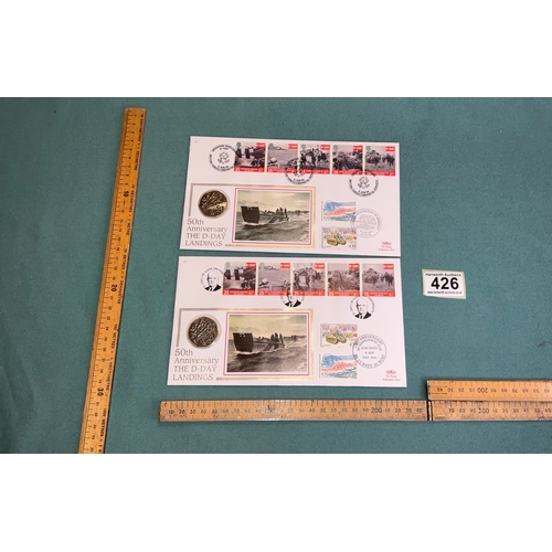 426 - 2 x 50th Anniversary D-Day Landing First Day Cover with Commemorative 50p Coin