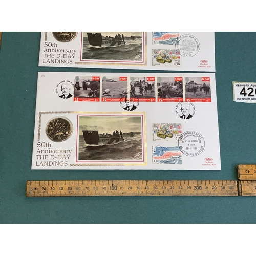 426 - 2 x 50th Anniversary D-Day Landing First Day Cover with Commemorative 50p Coin
