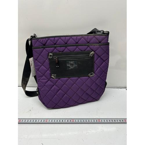 205 - Purple Quilted Crossbody / Shoulder Bag with Adjustable Strap