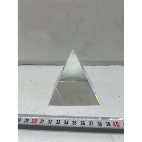 234 - Glass / Crystal Pyramid Display Block – Decorative Paperweight