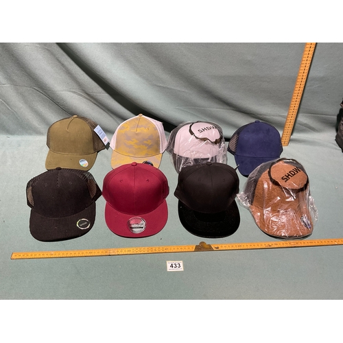 433 - 8 x New Baseball Hats