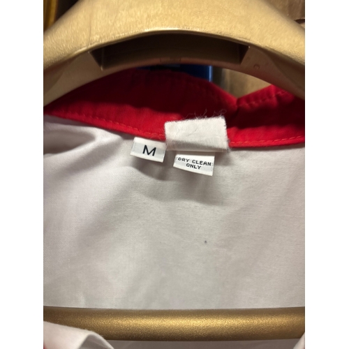 186 - Red and white short-sleeve NASCAR team shirt, size M.