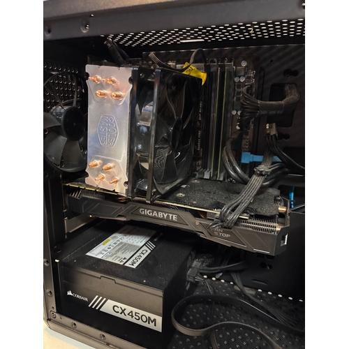 188 - Gaming Desktop computer setup includes a monitor, keyboard, and tower with a Gigabyte graphics card,... 