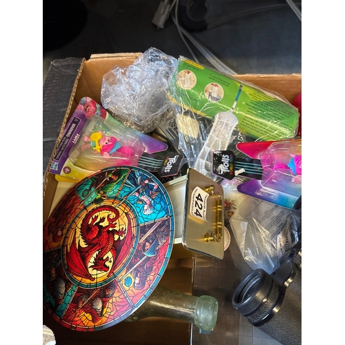 197 - Items including toys, binoculars, and a microscope.