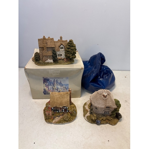 200 - Three Lilliput Lane cottages, handcrafted in Cumbria, UK, including Titmouse Cottage. Includes origi... 
