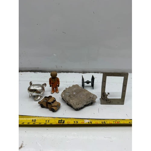 241 - Mixed Collectables Including Figures, Die-Cast Vehicle, Crystal & Marked Photo Frame