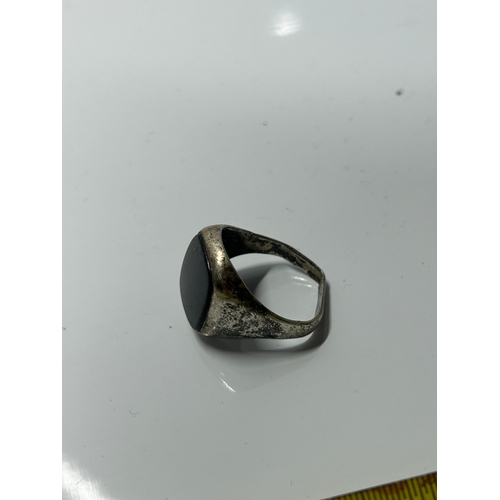 248 - 925 Sterling Silver Signet Ring with Black Stone