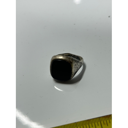 248 - 925 Sterling Silver Signet Ring with Black Stone