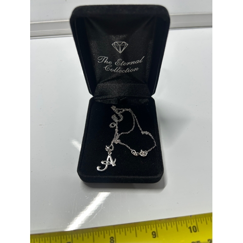 250 - 925 Sterling Silver “A” Initial Pendant Necklace – Boxed