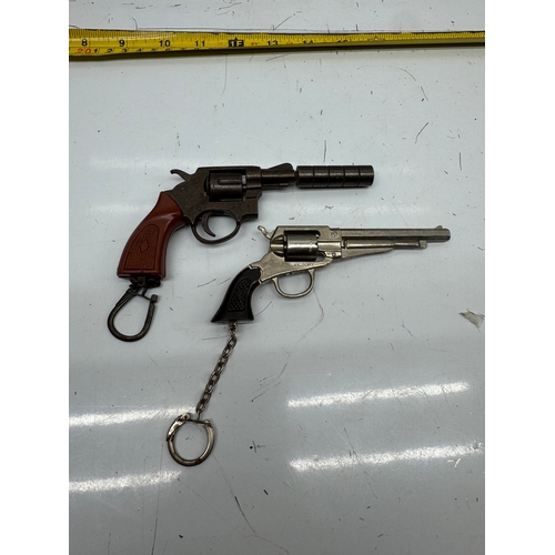 292 - Vintage Style Toy Revolver Keychain Pair