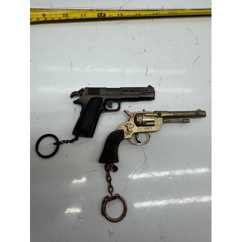 293 - Vintage Style Toy Revolver Keychain Pair