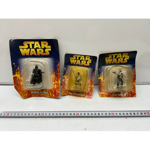 275 - Star Wars 2005 Mini Figurines Job Lot – 3 Sealed Blister Packs (Vader, Luke, Han)