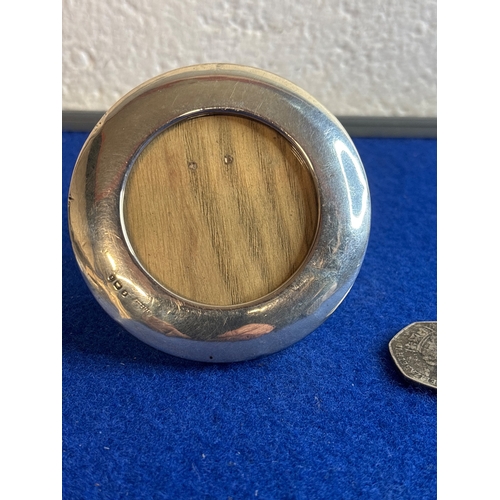 1 - Sterling silver frame with wood backing, featuring hallmarks c1920