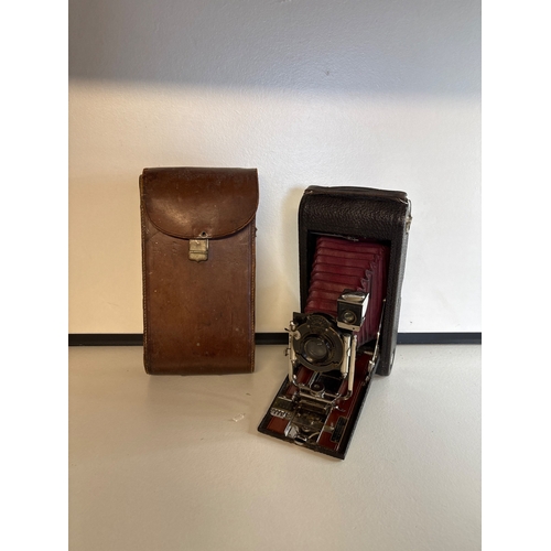 48 - Kodak Automatic folding camera with leather case.