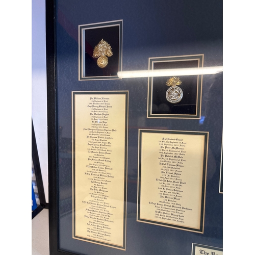 55 - Framed replica display featuring Royal Regiment VC insignia and names not postable.