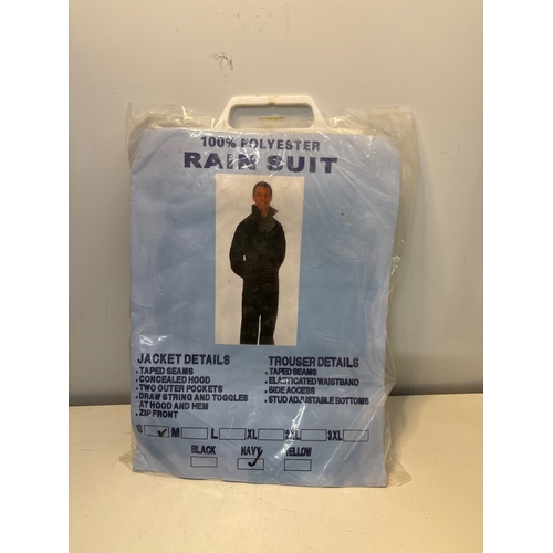 103 - New 100% polyester rain suit with jacket and trousers size s