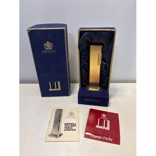 76 - Dunhill Tallboy table lighter with box and booklet.